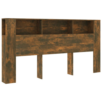 vidaXL Headboard Cabinet | Smoked oak | Engineered wood | 200 x 18.5 x 104.5 cm