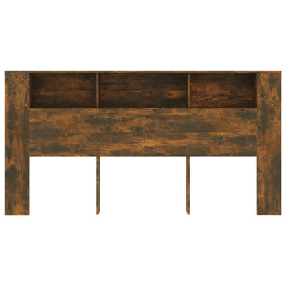 vidaXL Headboard Cabinet | Smoked oak | Engineered wood | 200 x 18.5 x 104.5 cm