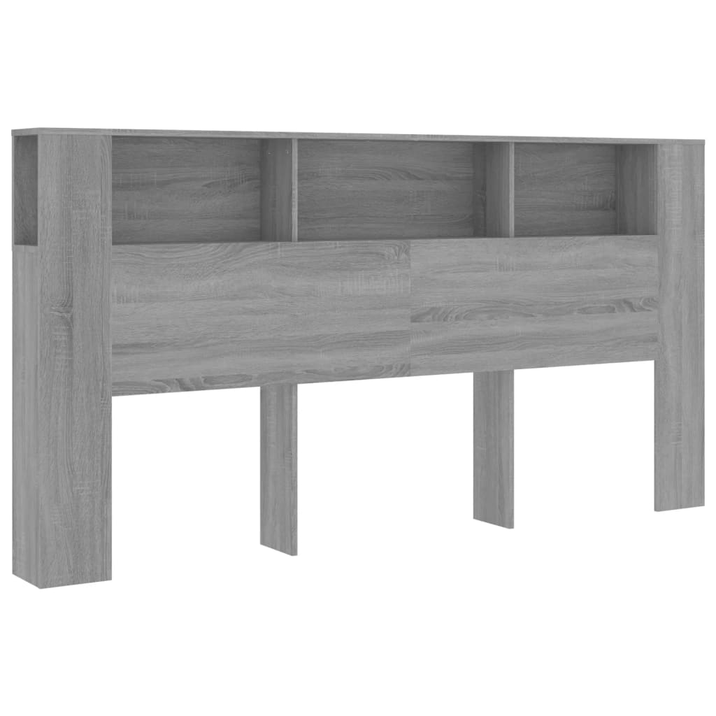 vidaXL Headboard Cabinet | Grey Sonoma | Engineered Wood | 200x18.5x104.5