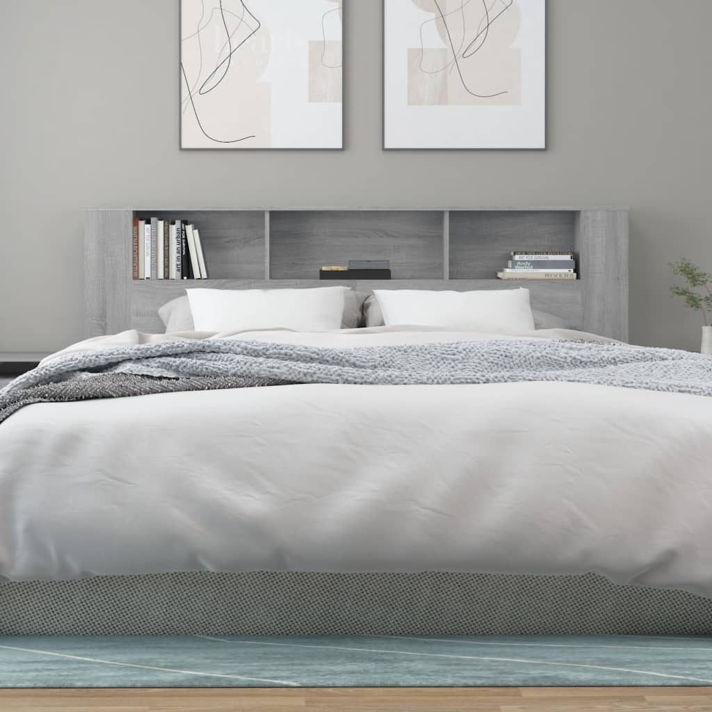 vidaXL Headboard Cabinet | Grey Sonoma | Engineered Wood | 200x18.5x104.5