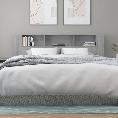 vidaXL Headboard Cabinet | Grey Sonoma | Engineered Wood | 200x18.5x104.5