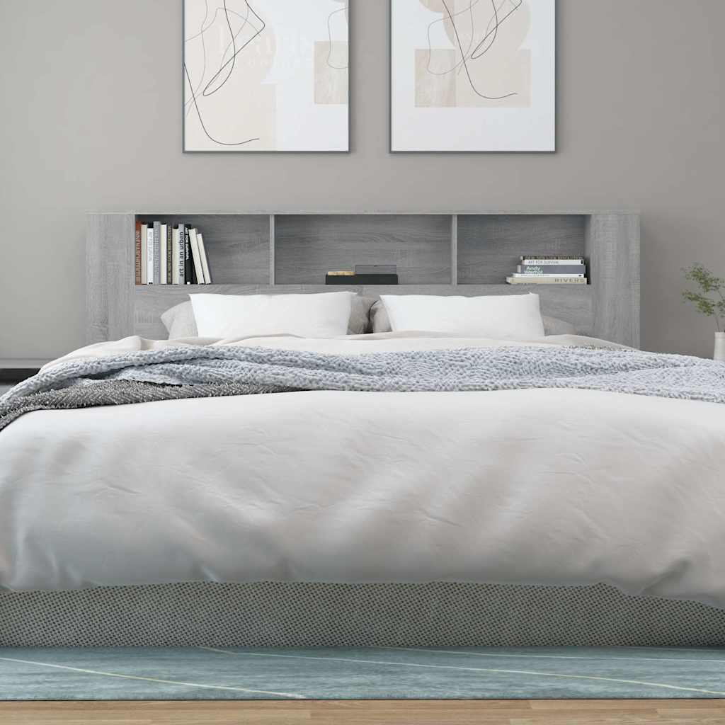 817280 vidaXL Headboard Cabinet Grey Sonoma 200x18,5x104,5 cm