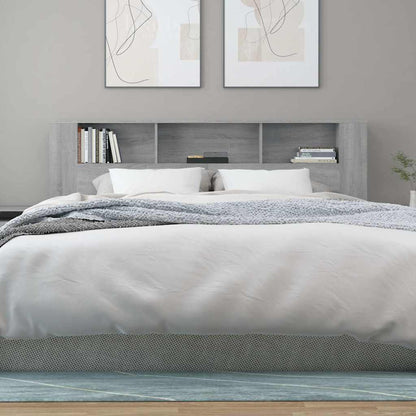 817280 vidaXL Headboard Cabinet Grey Sonoma 200x18,5x104,5 cm