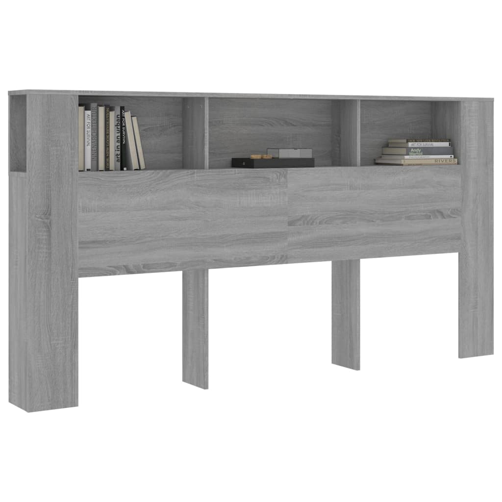 vidaXL Headboard Cabinet | Grey Sonoma | Engineered Wood | 200x18.5x104.5