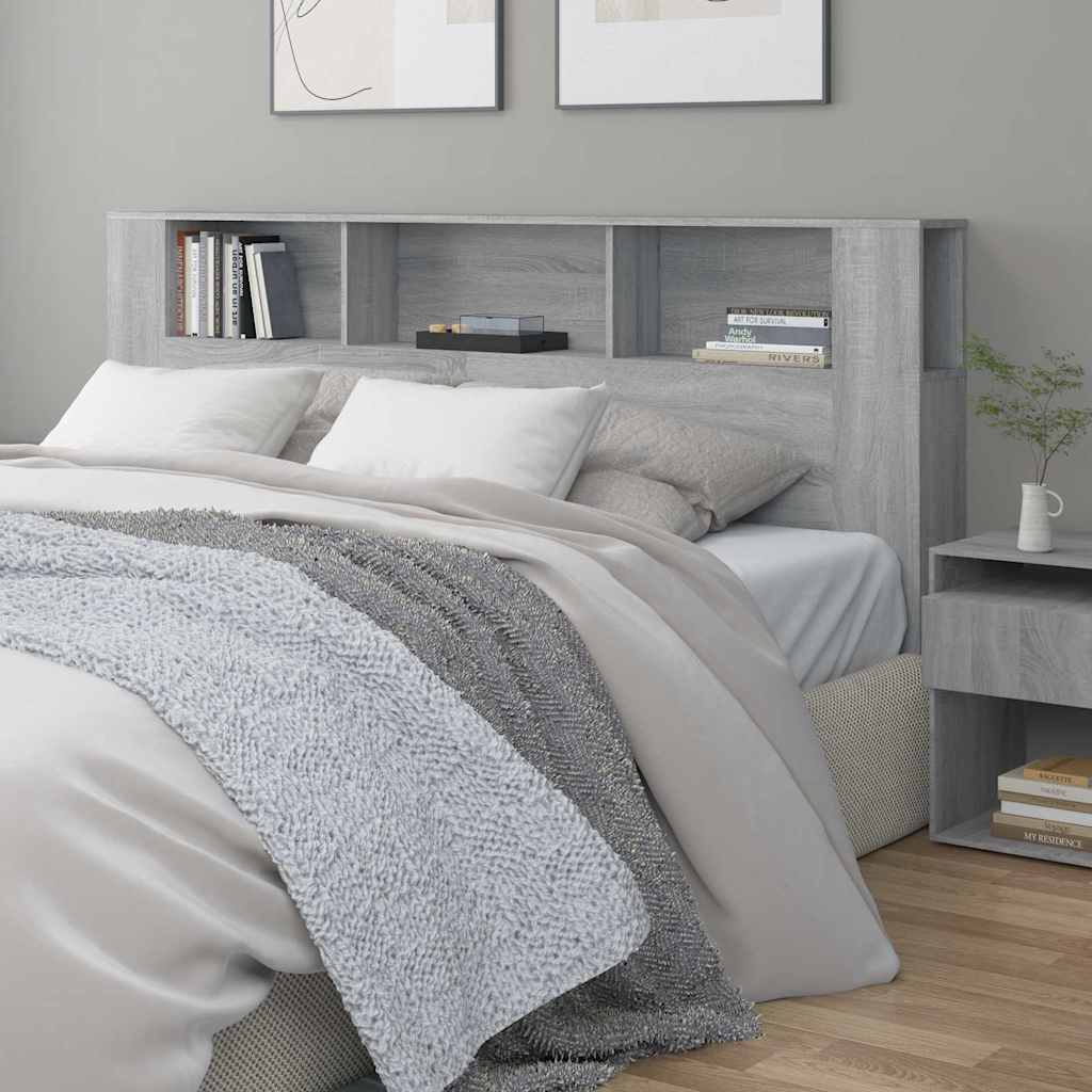 817280 vidaXL Headboard Cabinet Grey Sonoma 200x18,5x104,5 cm