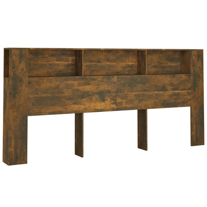 vidaXL Headboard Cabinet | Smoked oak | Engineered wood | 220x18.5x104.5 cm