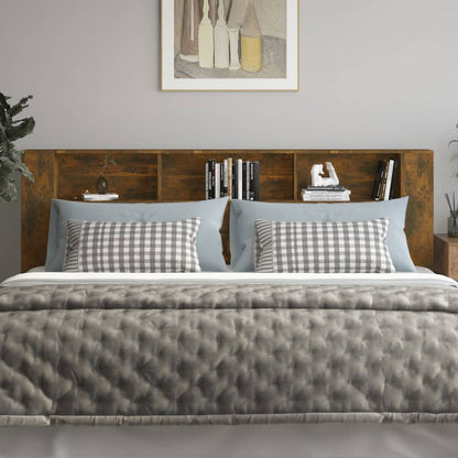 vidaXL Headboard Cabinet | Smoked oak | Engineered wood | 220x18.5x104.5 cm