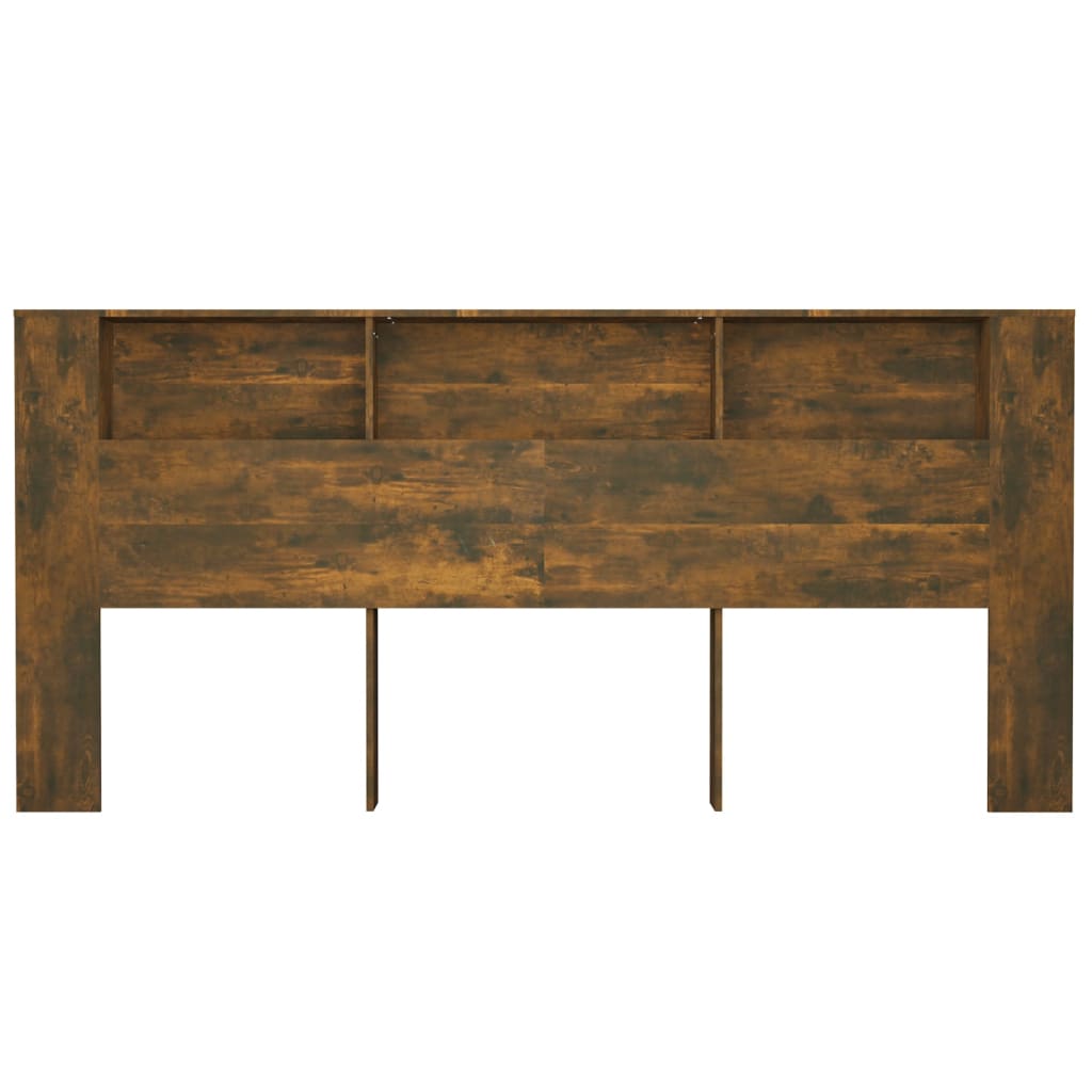 vidaXL Headboard Cabinet | Smoked oak | Engineered wood | 220x18.5x104.5 cm