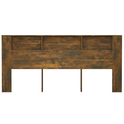 vidaXL Headboard Cabinet | Smoked oak | Engineered wood | 220x18.5x104.5 cm