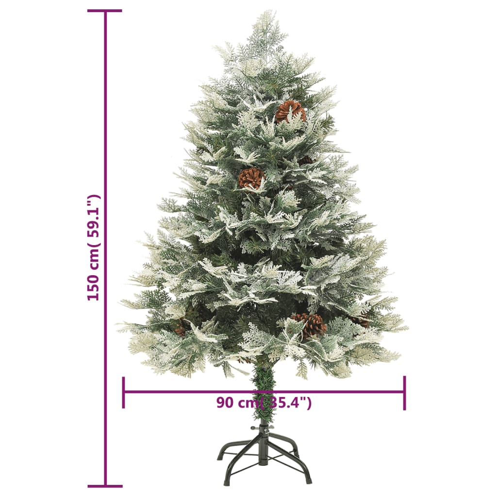 vidaXL Pre-lit Christmas Tree with Pine Cones Green 150 cm PVC&PE