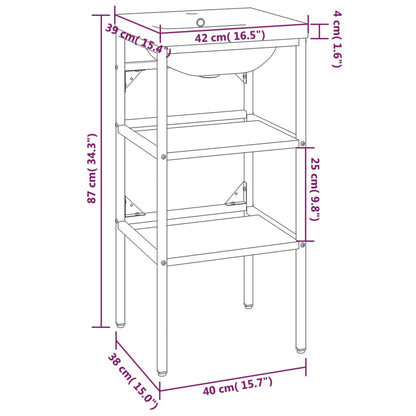 vidaXL Bathroom Washbasin Frame with Built-in Basin White Iron