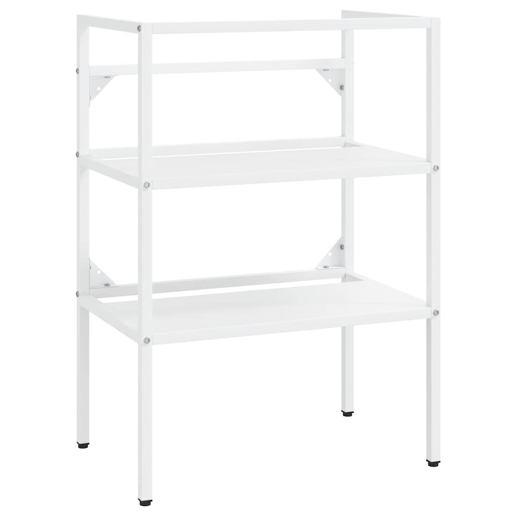vidaXL Bathroom Washbasin Frame with Built-in Basin White Iron