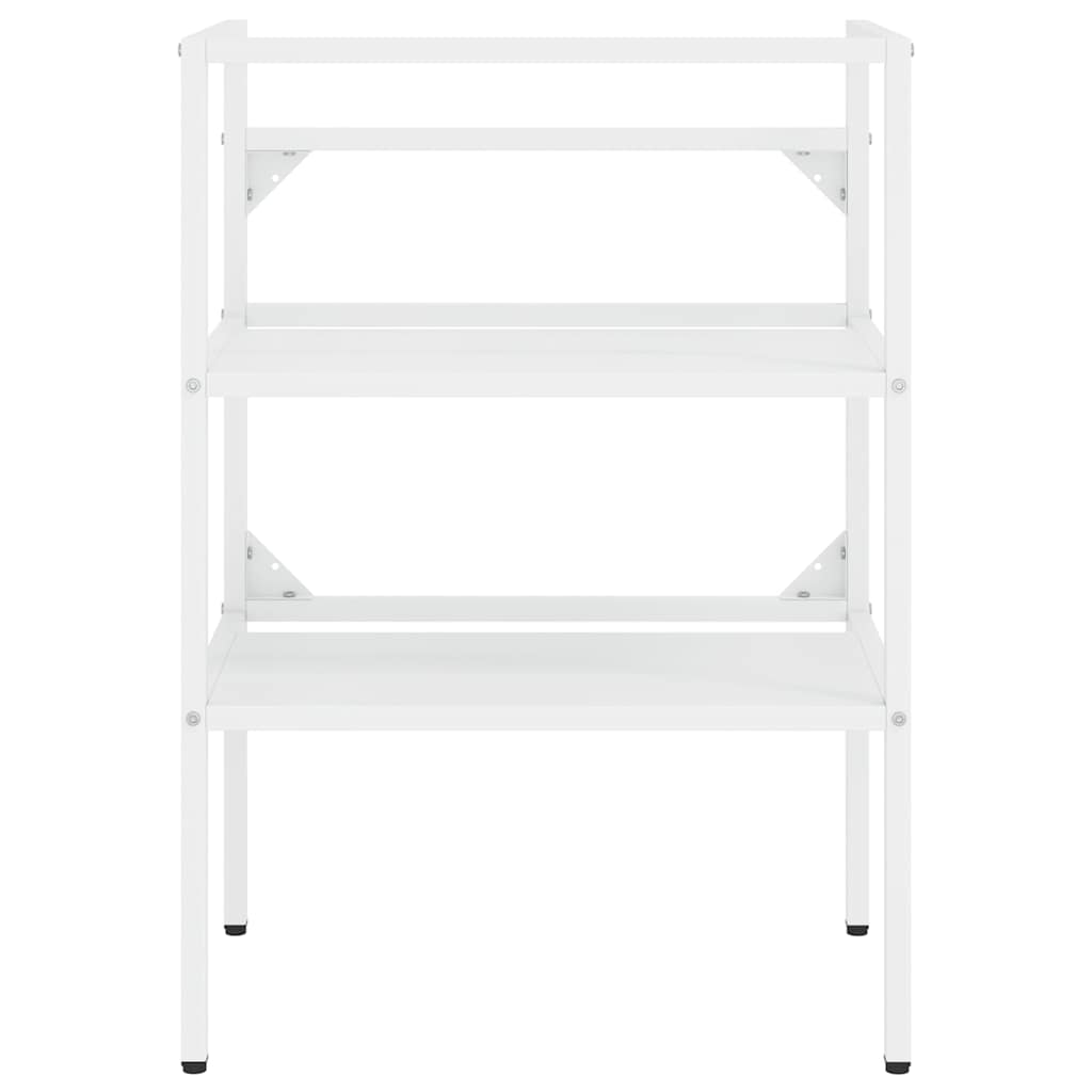 vidaXL Bathroom Washbasin Frame with Built-in Basin White Iron