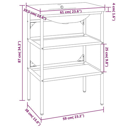 vidaXL Bathroom Washbasin Frame with Built-in Basin White Iron