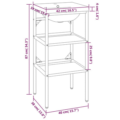 vidaXL Bathroom Washbasin Frame with Built-in Basin Black Iron