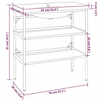 vidaXL Bathroom Washbasin Frame with Built-in Basin Black Iron