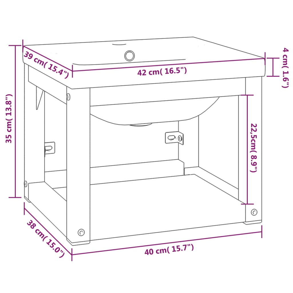 vidaXL Washbasin Frame With Basin | Black and White