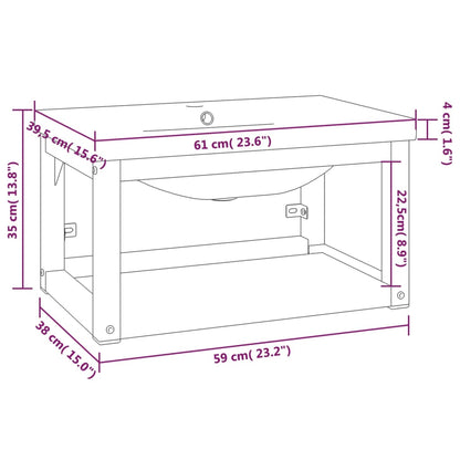 vidaXL Bathroom Washbasin Frame with Built-in Basin Black Iron