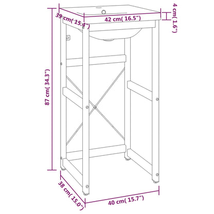 vidaXL Bathroom Washbasin Frame with Built-in Basin White Iron