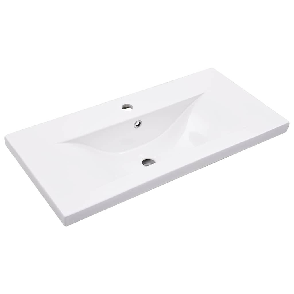 vidaXL Bathroom Washbasin Frame with Built-in Basin White Iron