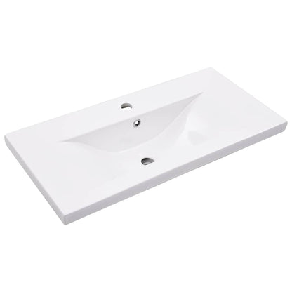 vidaXL Bathroom Washbasin Frame with Built-in Basin White Iron