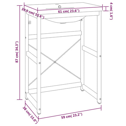 vidaXL Bathroom Washbasin Frame with Built-in Basin Black Iron