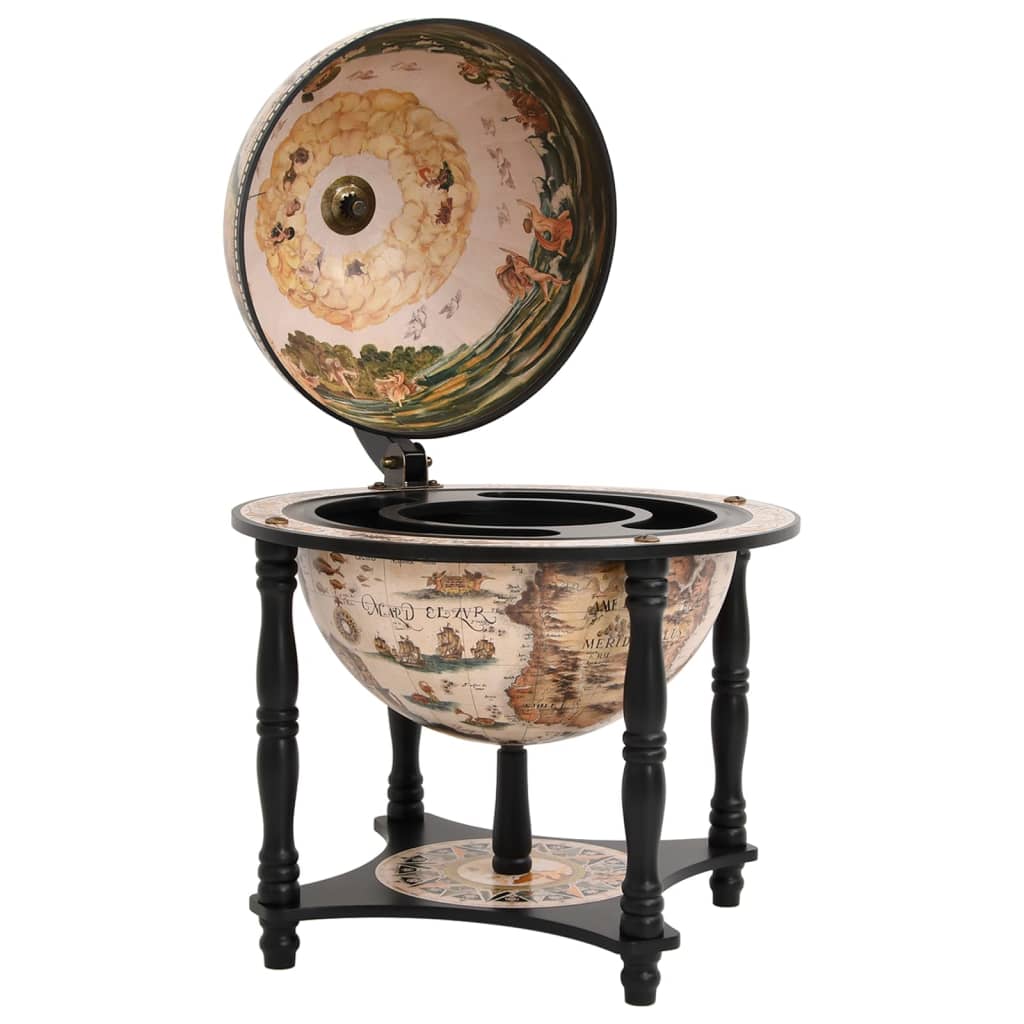 343474 vidaXL Globe Bar Wine Stand Black Solid Wood Eucalyptus