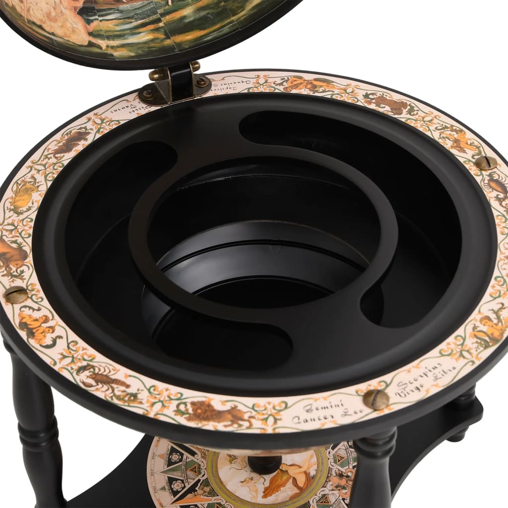 343474 vidaXL Globe Bar Wine Stand Black Solid Wood Eucalyptus