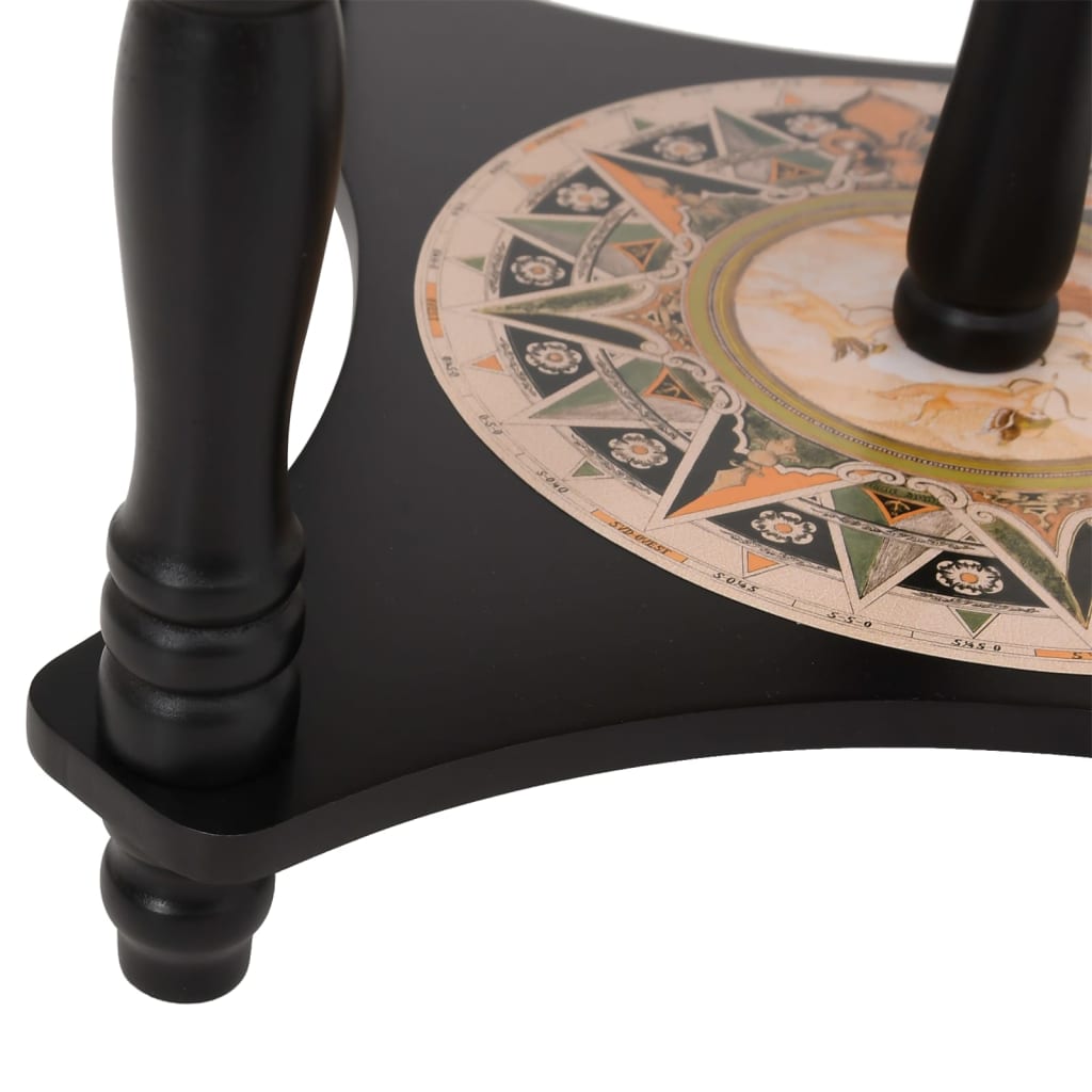 343474 vidaXL Globe Bar Wine Stand Black Solid Wood Eucalyptus