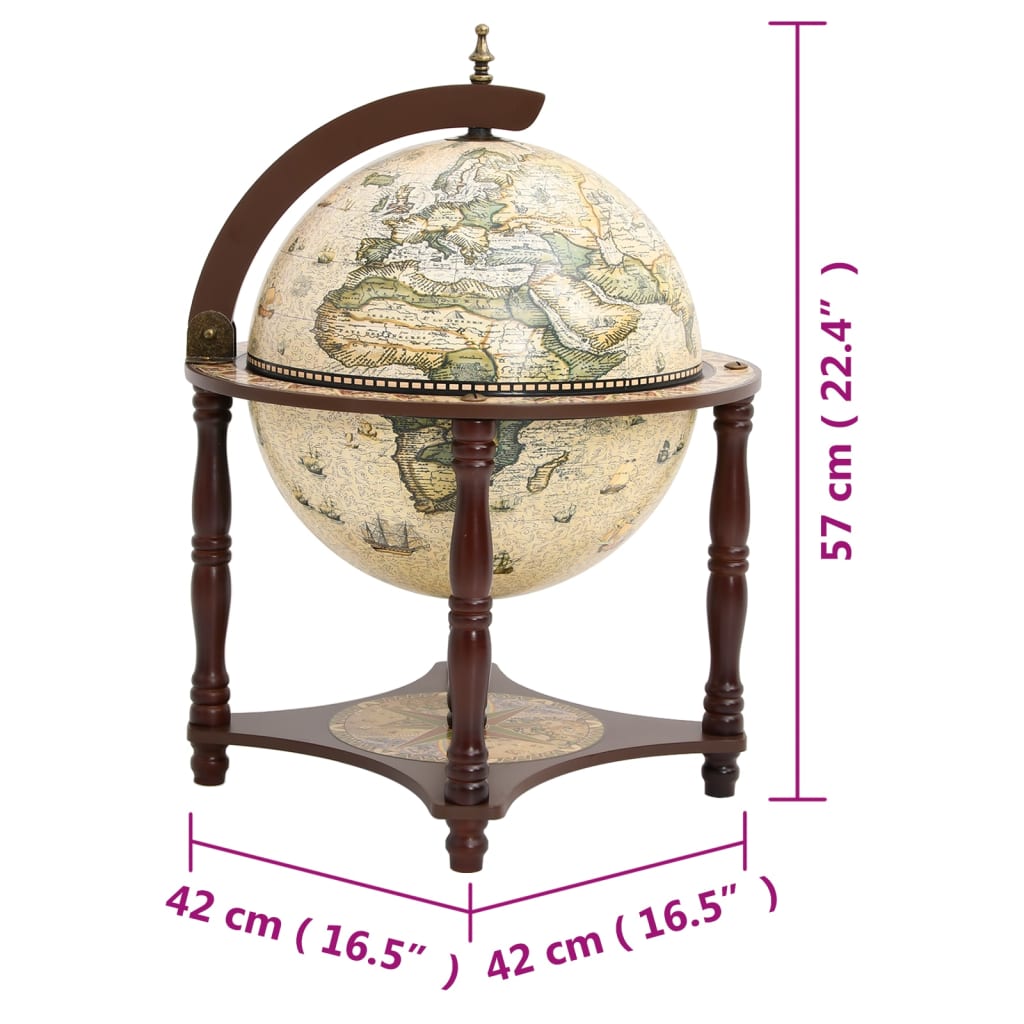 343475 vidaXL Globe Bar Wine Stand Brown Solid Wood Eucalyptus