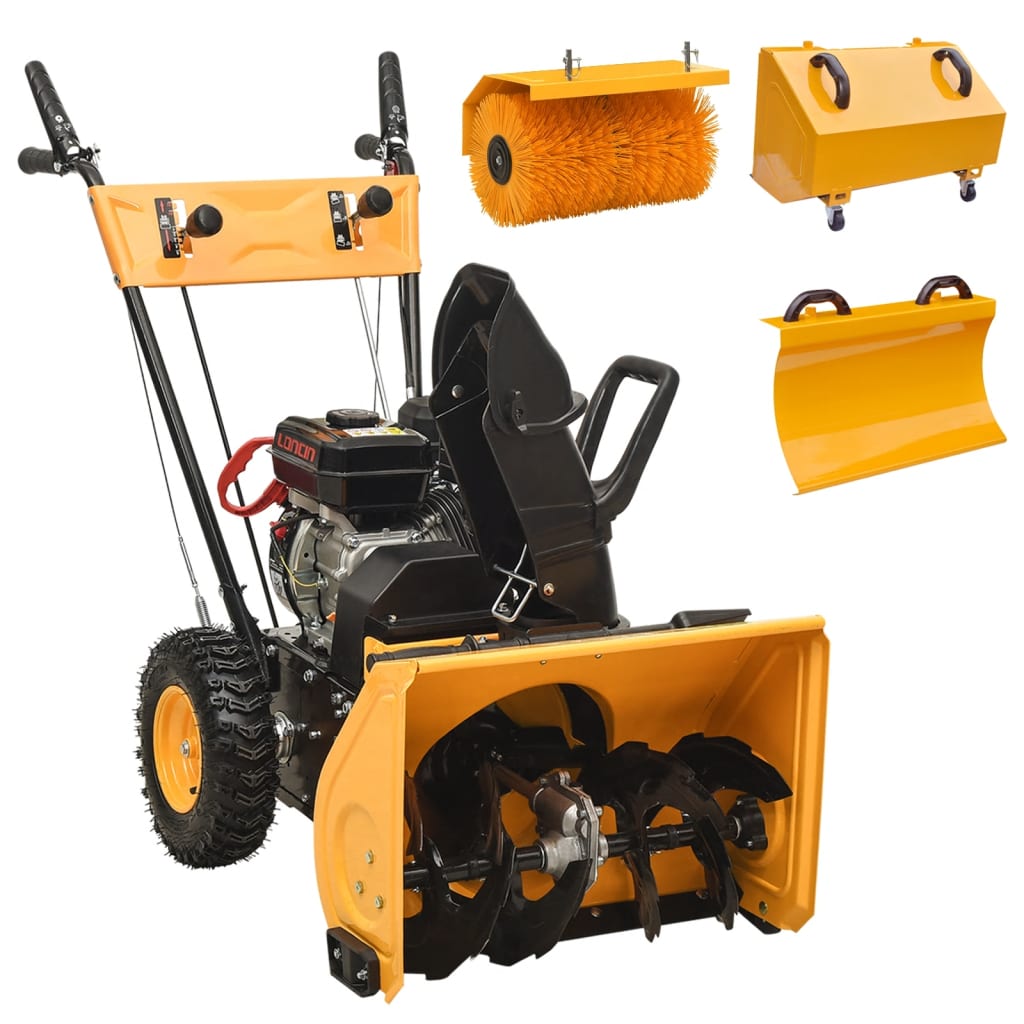 vidaXL Petrol-powered 4-in-1 Snow Thrower and Sweeper Set 6.5HP