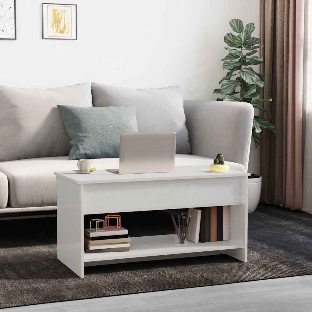 809653 vidaXL Coffee Table High Gloss White 102x50x52,5 cm Engineered Wood