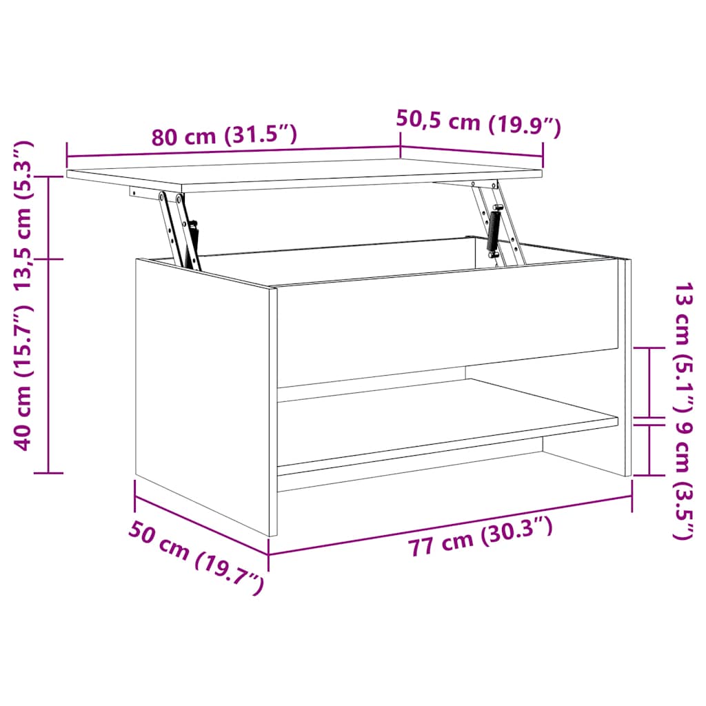 vidaXL Coffee Table Concrete Grey 80x50x40 cm Engineered Wood