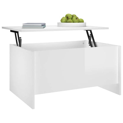 vidaXL Coffee Table High Gloss White 80x55,5x41,5 cm Engineered Wood