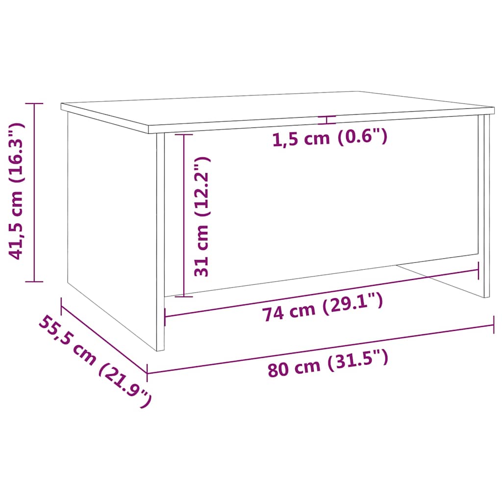 vidaXL Coffee Table High Gloss White 80x55,5x41,5 cm Engineered Wood