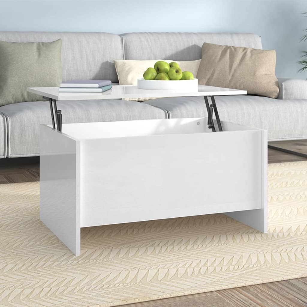 vidaXL Coffee Table High Gloss White 80x55,5x41,5 cm Engineered Wood