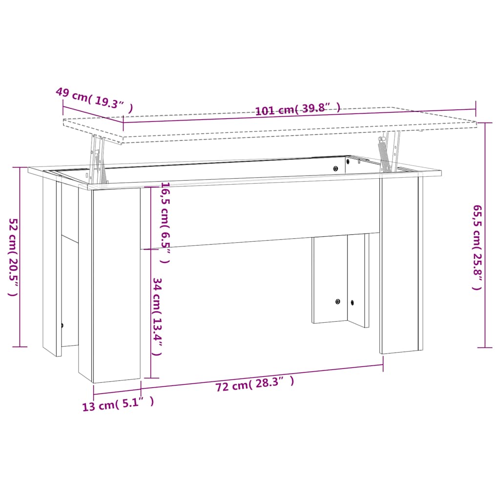 vidaXL Coffee Table Black 101x49x52 cm Engineered Wood