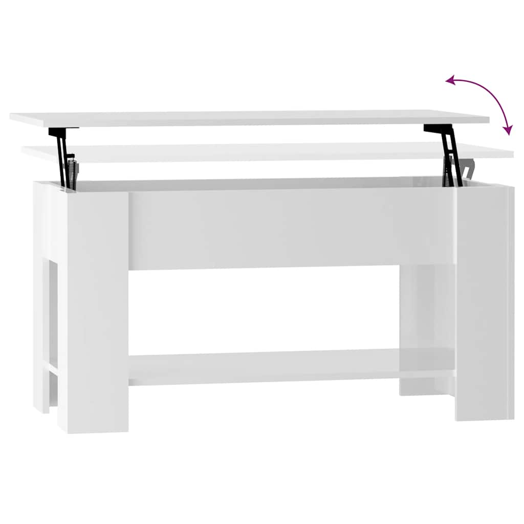 vidaXL Coffee Table High Gloss White 101x49x52 cm Engineered Wood