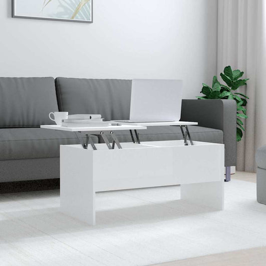 vidaXL Coffee Table High Gloss White 102x50,5x46,5 cm Engineered Wood
