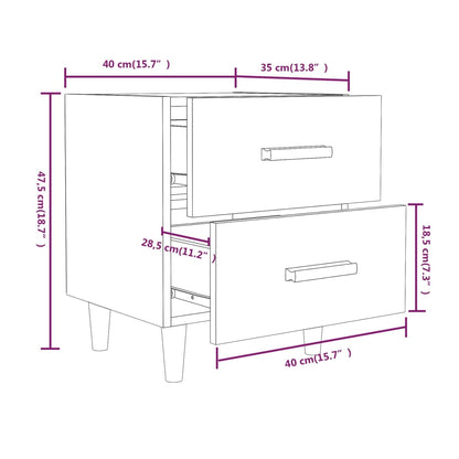 vidaXL Bed Cabinet White 40x35x47.5 cm