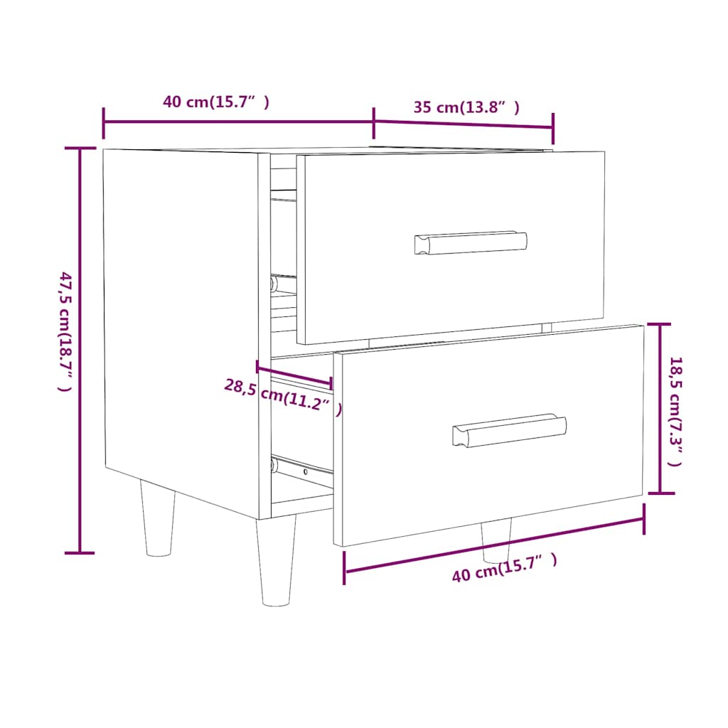 vidaXL Bed Cabinet Sonoma Oak 40x35x47,5 cm