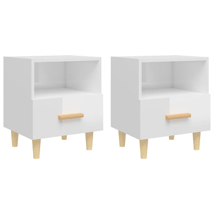 vidaXL Bedside Cabinets 2 pcs High Gloss White 40x35x47 cm