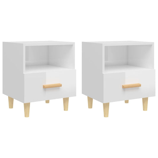 vidaXL Bedside Cabinets 2 pcs High Gloss White 40x35x47 cm
