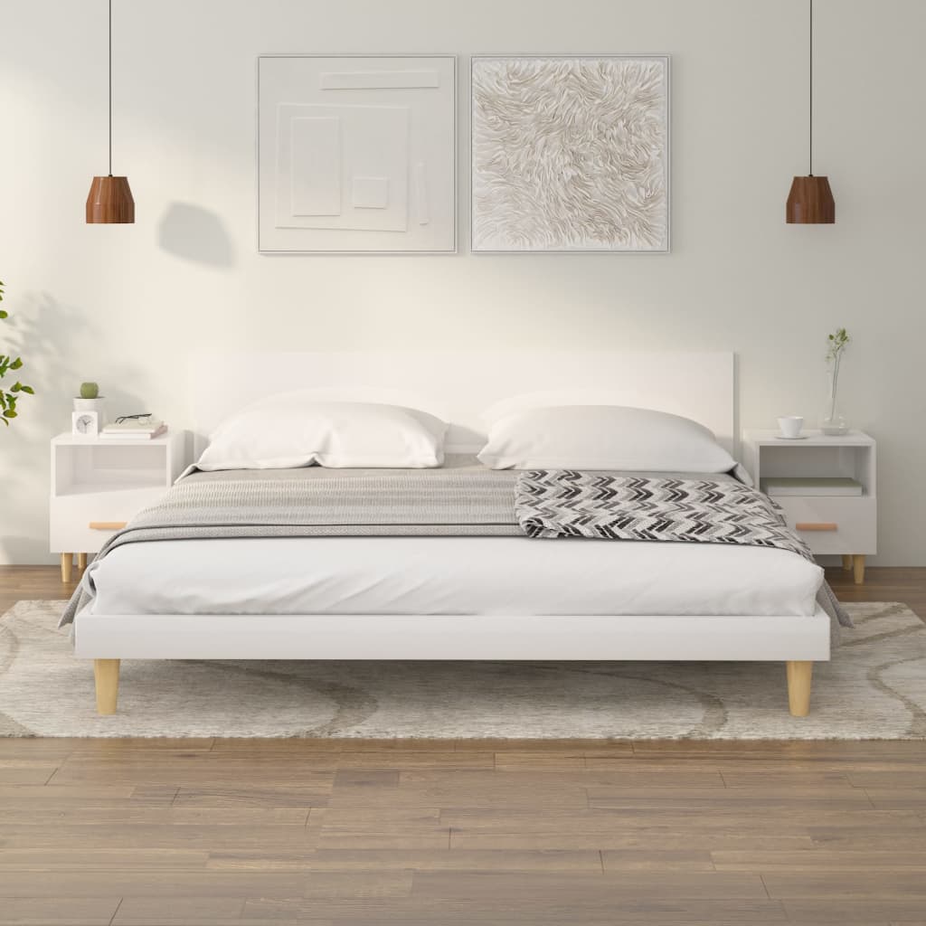 vidaXL Bedside Cabinets 2 pcs High Gloss White 40x35x47 cm