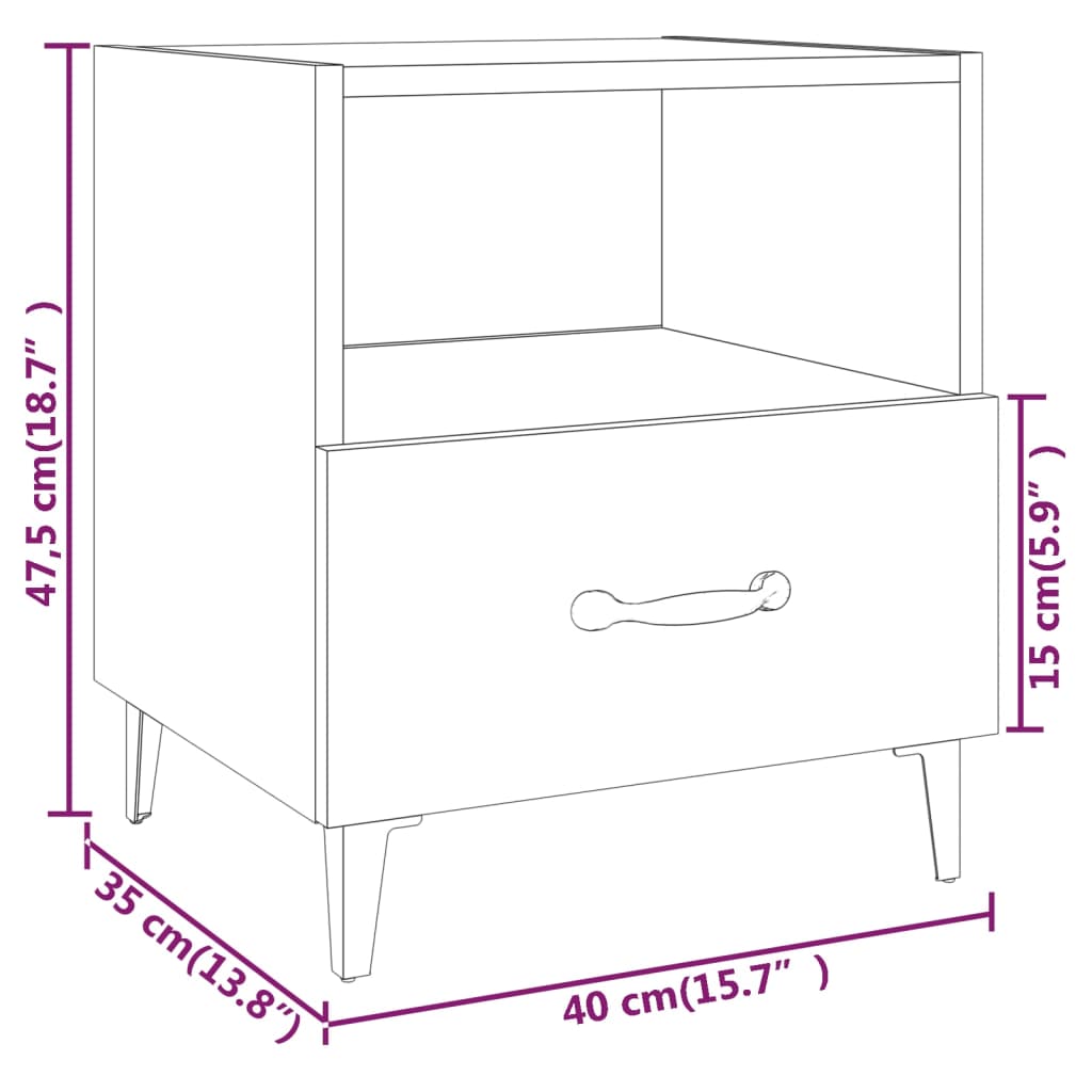 vidaXL Bedside Cabinet Sonoma Oak Engineered Wood