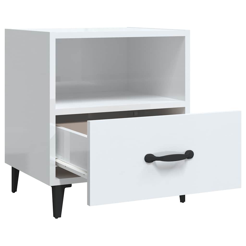 vidaXL Bedside Cabinets 2 pcs High Gloss White Engineered Wood