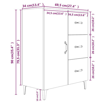 vidaXL Sideboard White 69.5x34x90 cm Engineered Wood