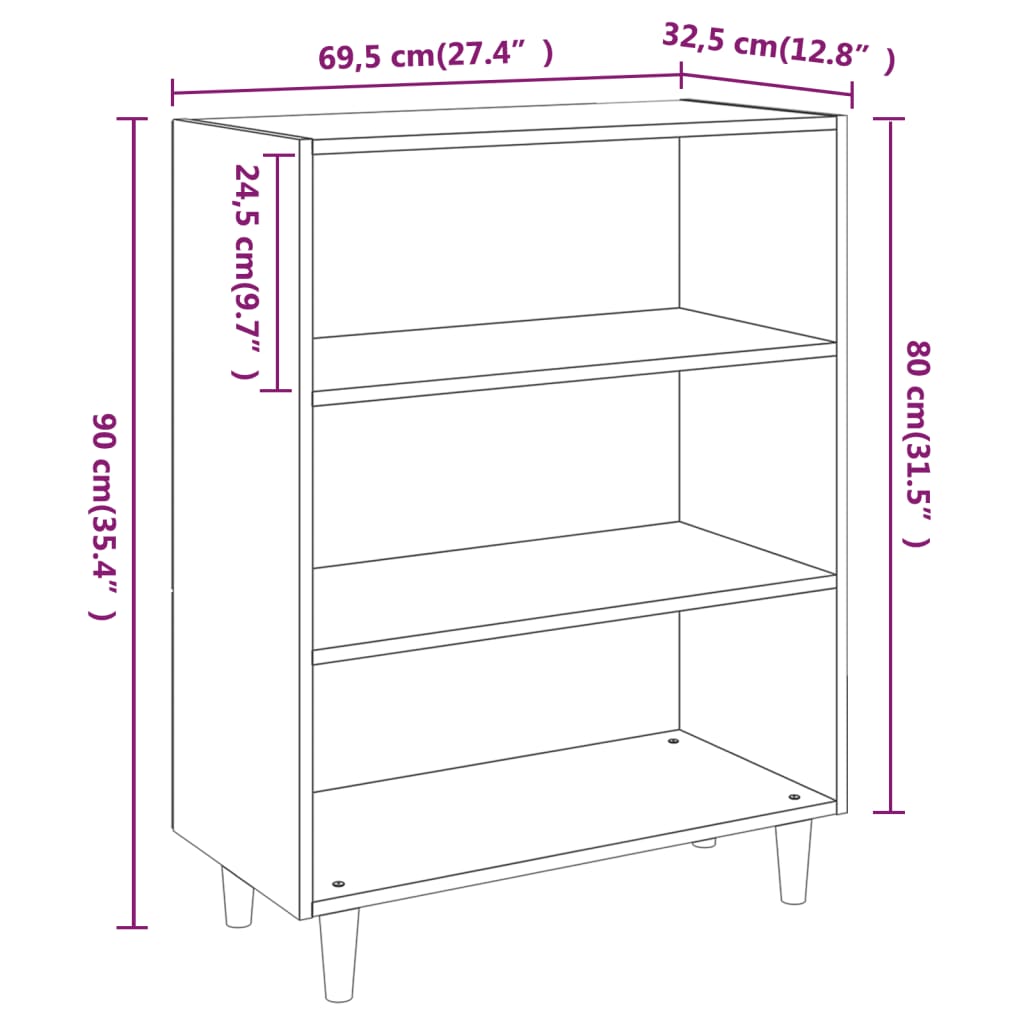 vidaXL Sideboard White 69.5x32.5x90 cm Engineered Wood
