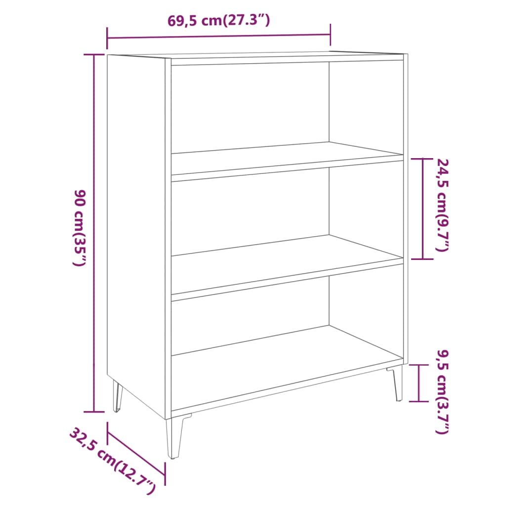 vidaXL Sideboard Concrete Grey 69.5x32.5x90 cm Engineered Wood