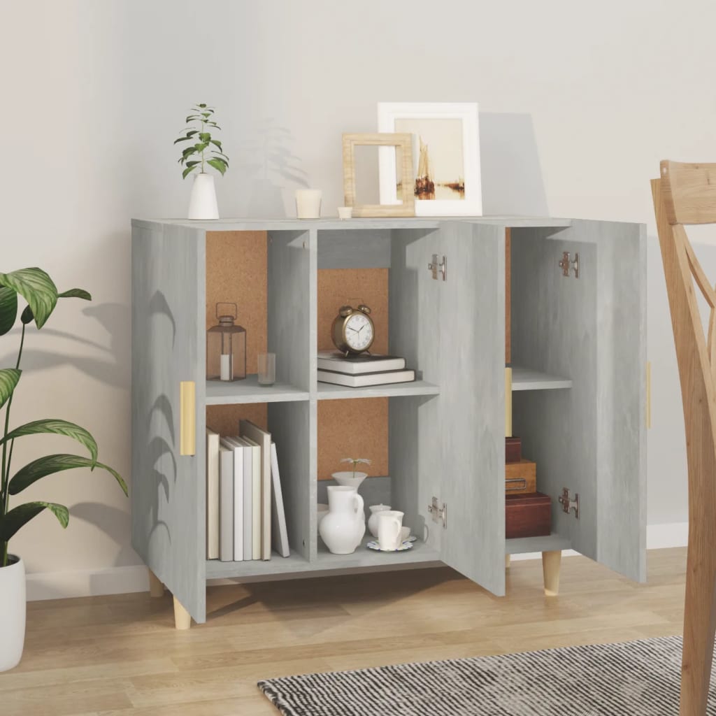 vidaXL Sideboard Concrete Grey 90x34x80 cm Engineered Wood